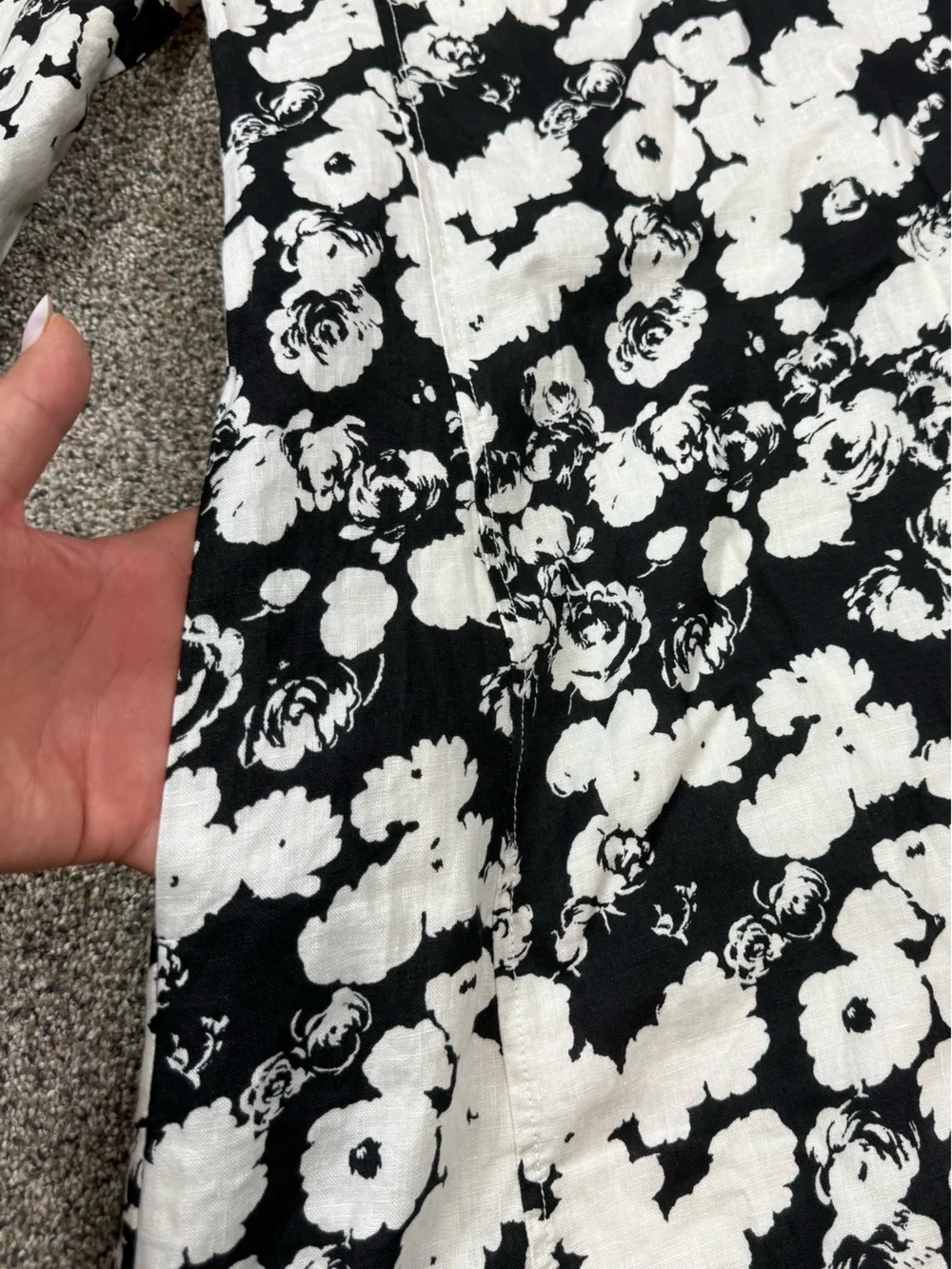 Everlane Black & White Floral Linen Midi Dress